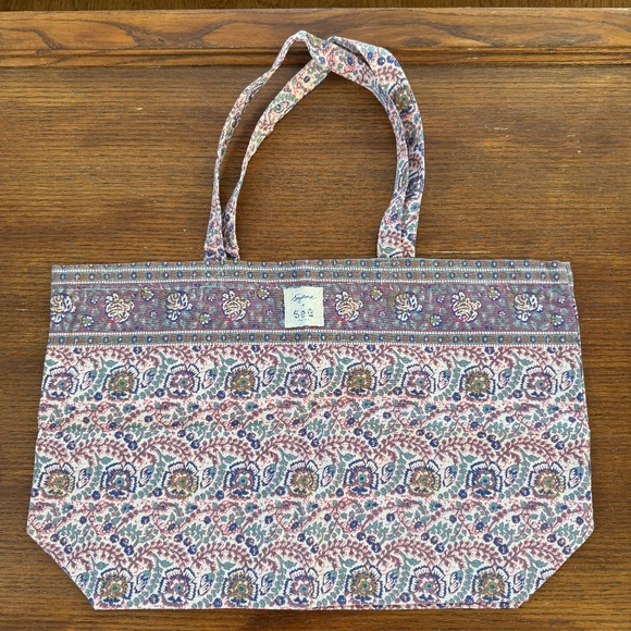new Sézane x Sea New York cotton tote pink beige paisley print limited edition - Picture 3 of 6